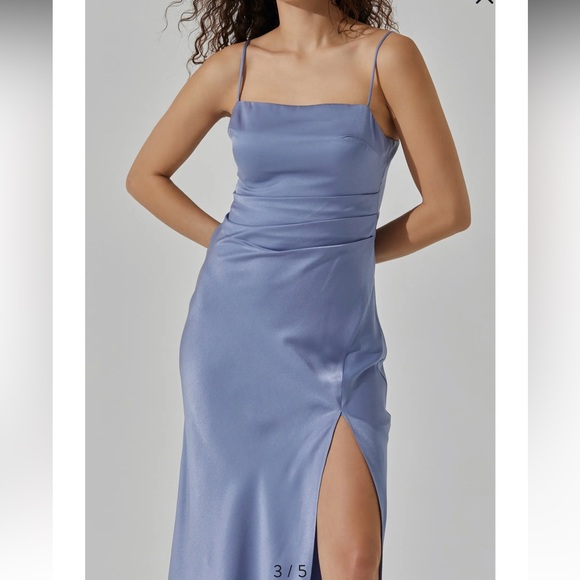Astr The Label Satin Slipdress In Dusty Blue Midi Dress Size Small NEW - Picture 5 of 12